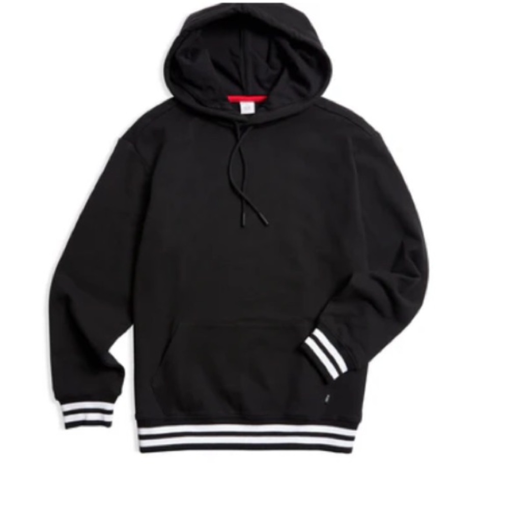 Tomboy X French Terry Pullover Hoodie LC - Black with Striped Rib